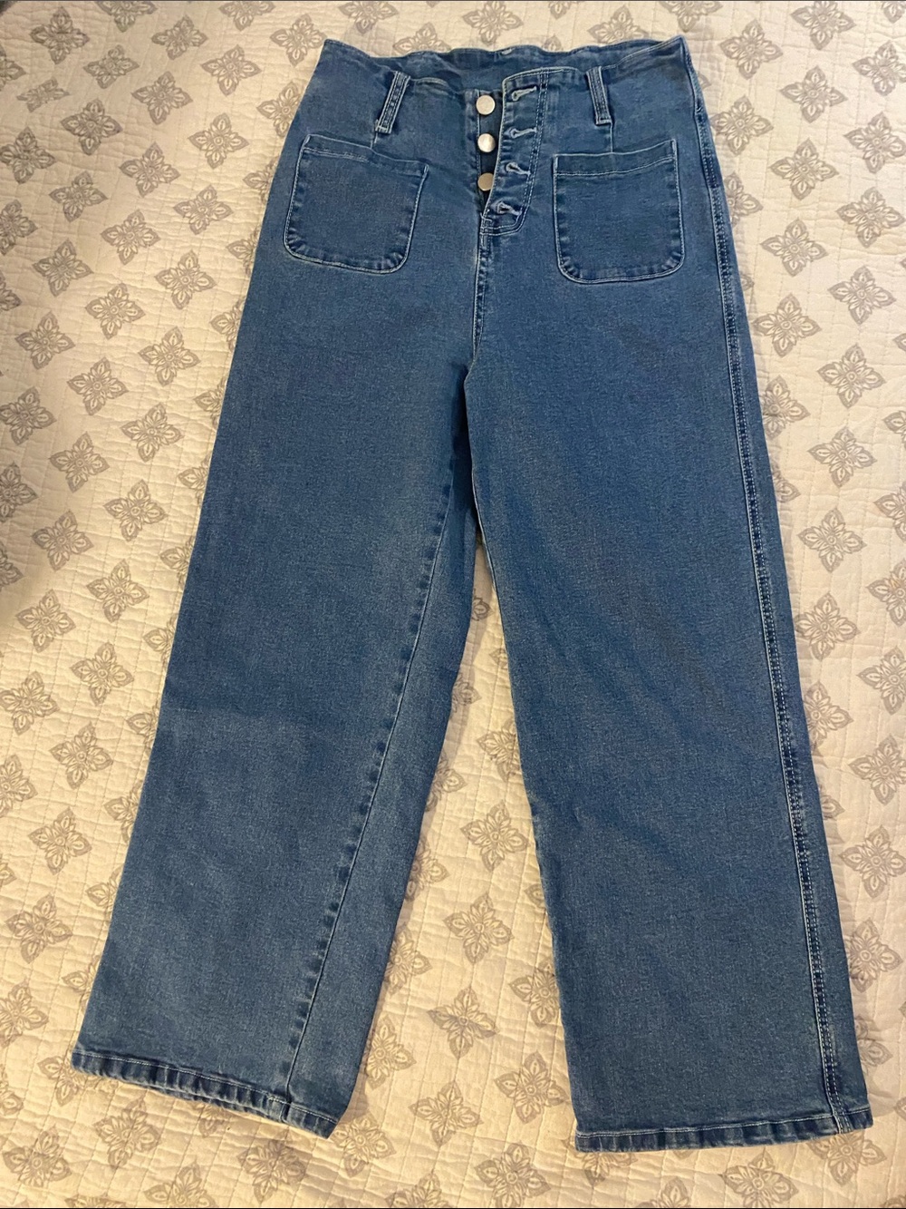 No brand High-Waist Wide-Leg Jeans with Button Fly